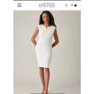KASPER White Sleeveless Sheath Dress Size 14